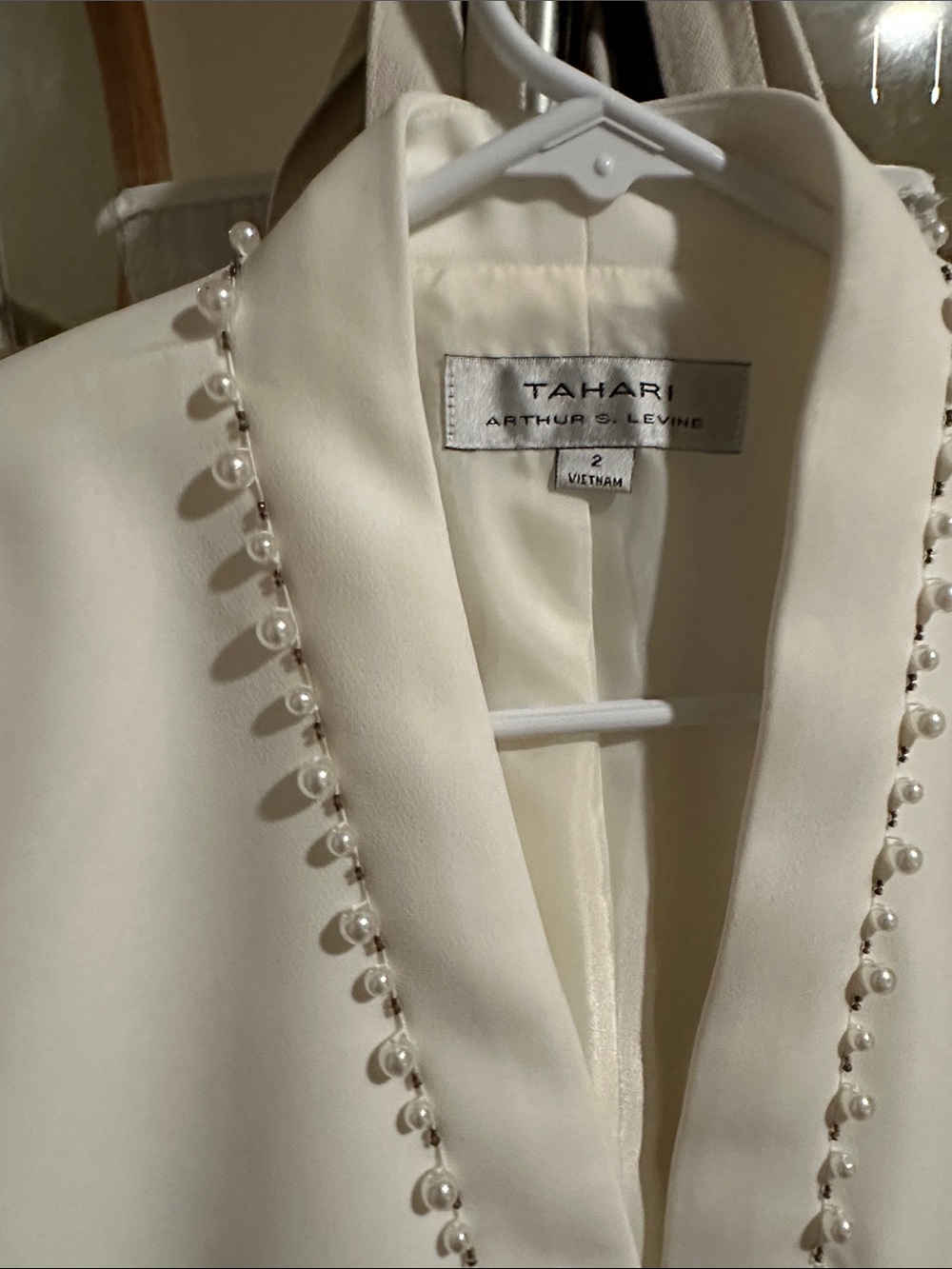 Like new never worn Tahari Cream Pearl-Trim Blazer - Picture 4 of 8
